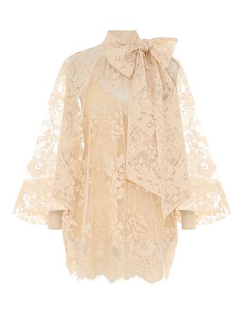 Australian Zimmermann bow elegant sweet shirt lace top