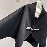 LV V-neck irregular metal leather buckle wool cape   - 6