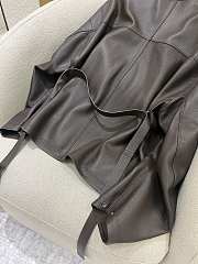 The Row round neck sickle sleeve design leather brown jacket  - 6