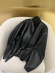 The Row round neck sickle sleeve design leather black jacket - 1