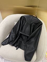 The Row round neck sickle sleeve design leather black jacket - 5