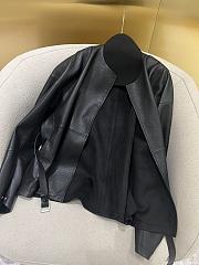 The Row round neck sickle sleeve design leather black jacket - 2