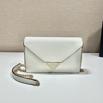 Prada flap shoulder white bag 21.5x14x4cm