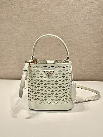 Prada Hollow Bucket White Bag 18X17X11.5CM