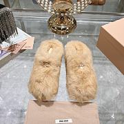 Miu Miu wool half-slip mules closed toe fur beige slippers - 1