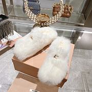 Miu Miu wool half-slip mules closed toe fur white slippers - 1