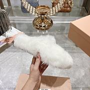 Miu Miu wool half-slip mules closed toe fur white slippers - 6