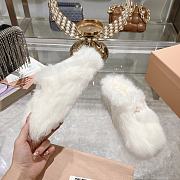 Miu Miu wool half-slip mules closed toe fur white slippers - 3