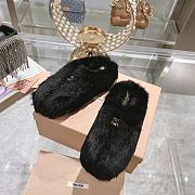 Miu Miu wool half-slip mules closed toe fur black slippers - 1