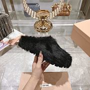 Miu Miu wool half-slip mules closed toe fur black slippers - 5