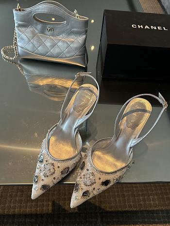 RENE CAOVILLA 24 new gem rhinestone white high heels 