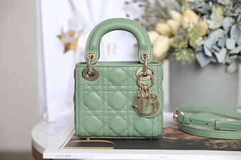 DIOR LADY Super Mini Lambskin Mint Green 12 x 10 x 5 cm