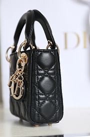 DIOR LADY Super Mini Lambskin Black 12 x 10 x 5 cm - 3