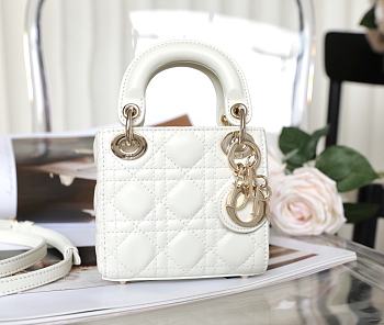 DIOR LADY Super Mini Sheepskin White 12 x 10 x 5 cm