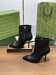 Gucci Horsebit Buckle High Heel Short Black Boots  - 2