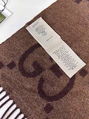 Gucci Big G tassel jacquard tassel brown scarf  - 5