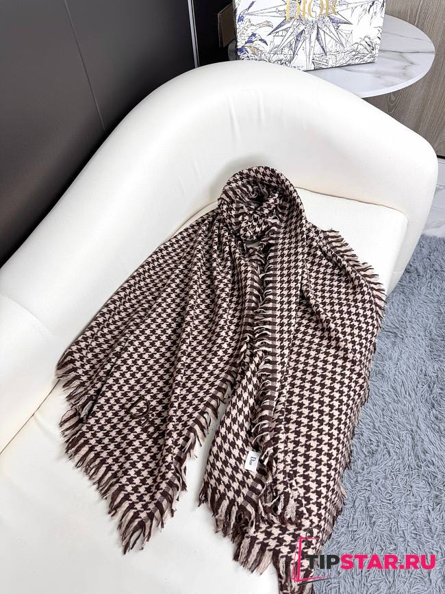 Dior houndstooth shawl brown scarf - 1