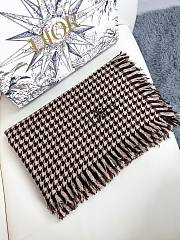 Dior houndstooth shawl brown scarf - 3