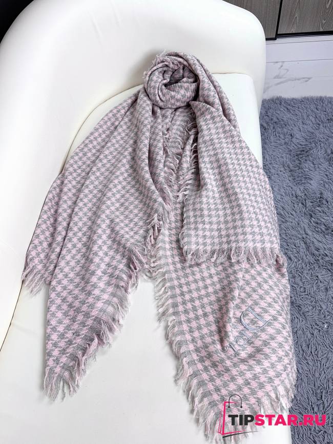 Dior houndstooth shawl pink scarf - 1