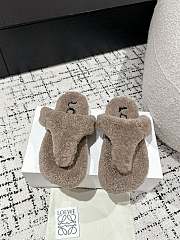 Loewe Soft Lambswool Angled Grey Slippers - 1