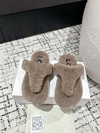 Loewe Soft Lambswool Angled Grey Slippers