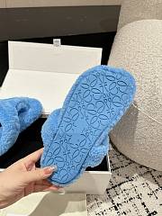 Loewe Soft Lambswool Angled Blue Slippers - 5