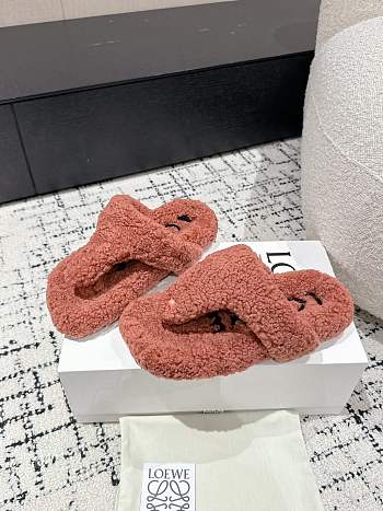 Loewe Soft Lambswool Angled Dark Orange Slippers