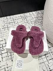 Loewe Soft Lambswool Angled Dark Purpul Slippers - 1