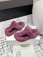 Loewe Soft Lambswool Angled Dark Purpul Slippers - 2