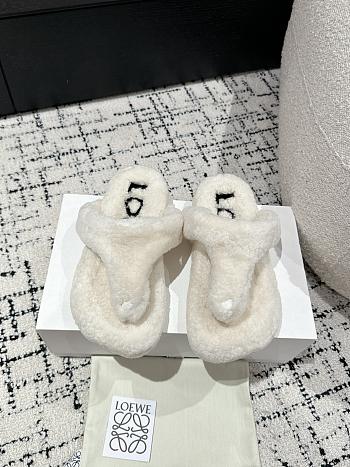 Loewe Soft Lambswool Angled White Slippers