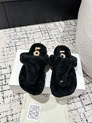 Loewe Soft Lambswool Angled Black Slippers - 1