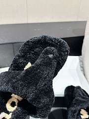 Loewe Soft Lambswool Angled Black Slippers - 6