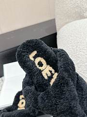 Loewe Soft Lambswool Angled Black Slippers - 5