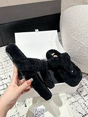 Loewe Soft Lambswool Angled Black Slippers - 2