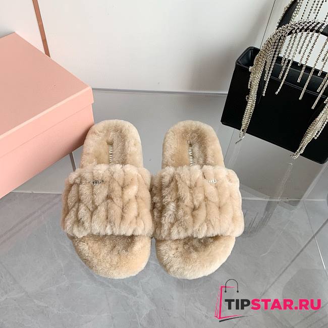 Miu Mi 24ss wool beige slippers - 1