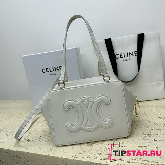 CELINE FOLDED CUBE WHITE BAG IN SMOOTH CALFSKIN LEATHER 20 x 15 x 13CM - 1