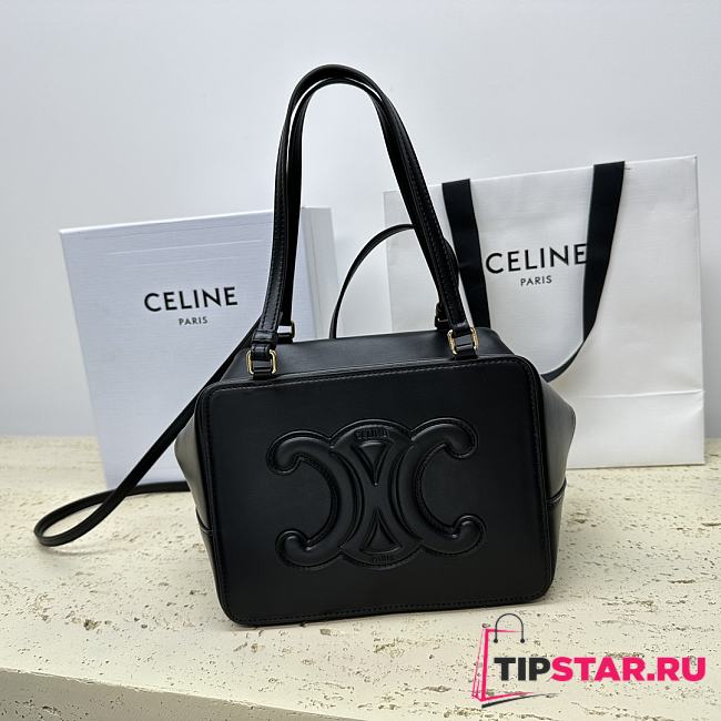 CELINE FOLDED CUBE BLACK BAG IN SMOOTH CALFSKIN LEATHER 20 x 15 x 13CM - 1