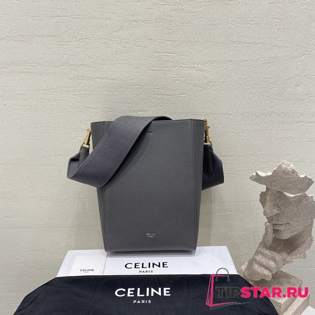 Celine Small Soft Grained Cowhide Leather Gray Bucket Bag 18 x 25 x 12 cm - 1