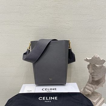 Celine Small Soft Grained Cowhide Leather Gray Bucket Bag 18 x 25 x 12 cm