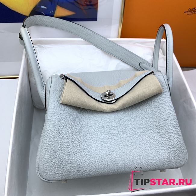 Hermes lindy clemenc TC leather TO holy grail blue silver buckle bag 26cm  - 1