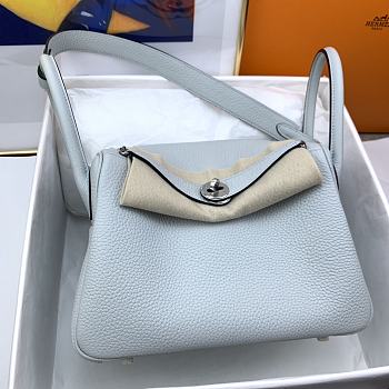 Hermes lindy clemenc TC leather TO holy grail blue silver buckle bag 26cm 