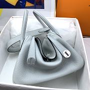 Hermes lindy clemenc TC leather TO holy grail blue silver buckle bag 26cm  - 6