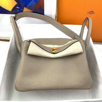 Hermes lindy clemenc TC leather TO holy grail dove grey silver buckle bag 26cm 