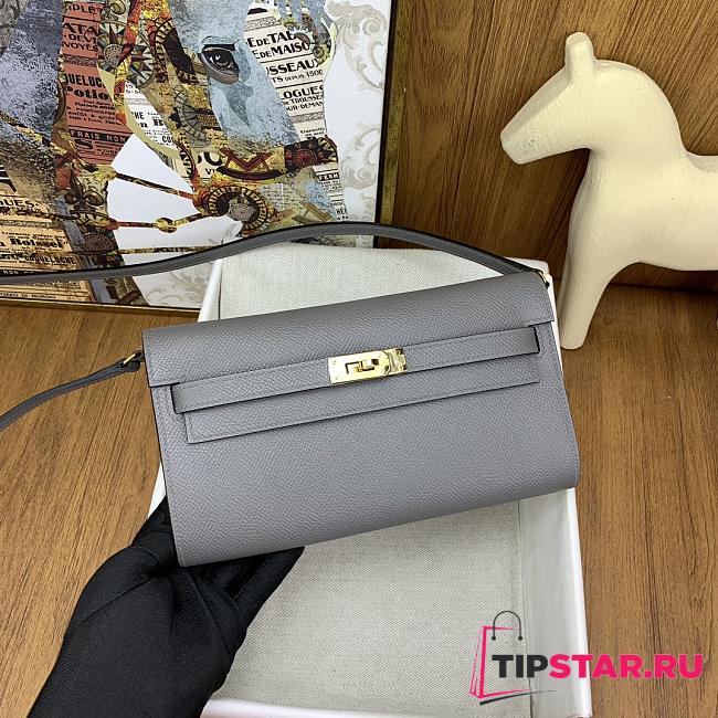 Hermes kelly to go Epsom OL Cumulonimbus gray gold buckle 20x11.5x2.5cm - 1