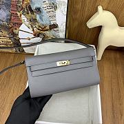 Hermes kelly to go Epsom OL Cumulonimbus gray gold buckle 20x11.5x2.5cm - 1