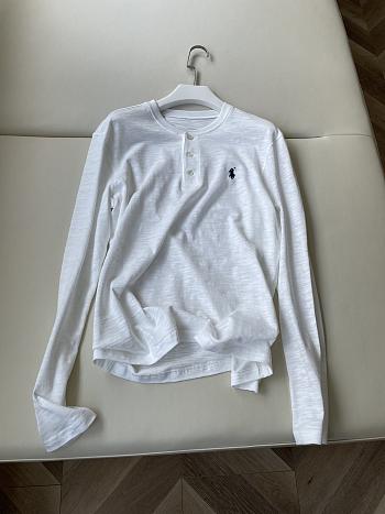 Ralph Lauren old money style henley collar long sleeve tee