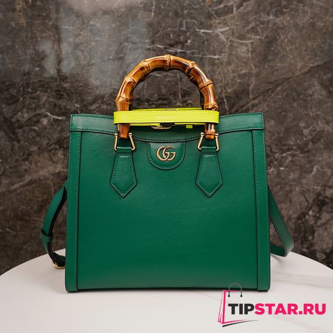 Gucci Diana Bamboo Small Tote Bag Emerald Green Bag 27*24*11cm - 1