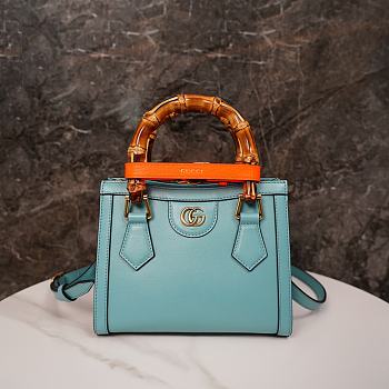 Gucci Diana Bamboo Mini Tote Bag Emerald Light Blue Bag 20*16*10cm