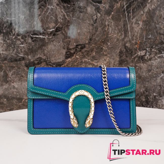 Gucci Dionysus Leather Mini Bag Sapphire Blue 16.5*10*4cm - 1