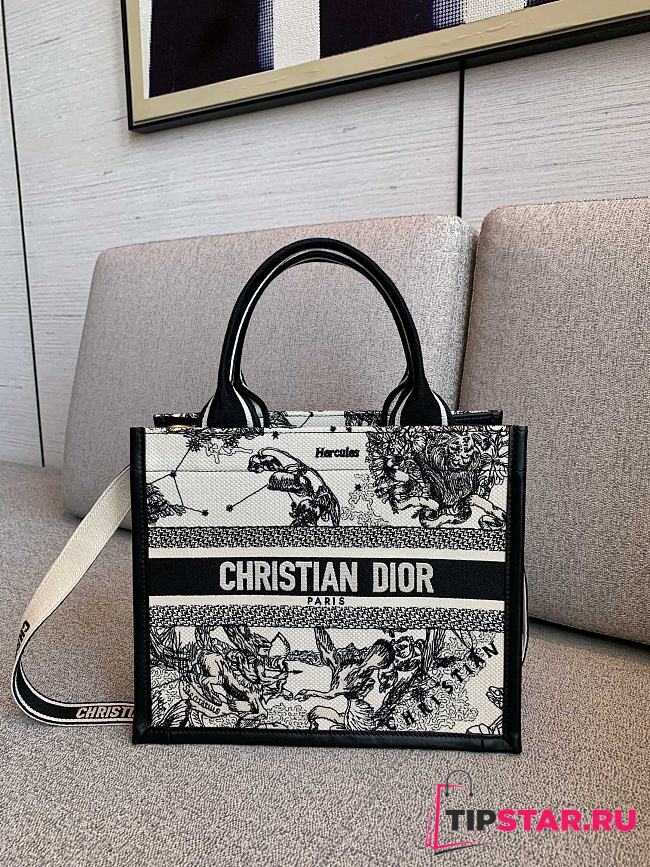 Dior Book Tote With Leather Black and White Small 26.5cm - 1